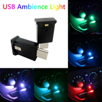 Car USB Ambient Light LED RGB Ambient Light 100LM Type-C LED Interior Light Auto USB Ambient Light for Tesla Model S 3 X Y