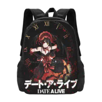 Kurumi - Date A Live Hot Sale Backpack Fashion Bags Kurumi Date A Live Kotori Manga Watch Time Blood Black Waifu Yandere