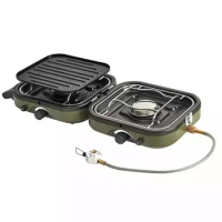 Portable Double Burner Cookware Foldable Outdoor Camping Stove Picnic Camping Gas Cooker