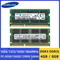SAMSUNG 8GB 4GB DDR3 DDR3L 1066Mhz 1333Mhz 1600Mhz 1866Mhz SODIMM PC3 PC3L-8500 10600 12800 Laptop Memory Notebook RAM