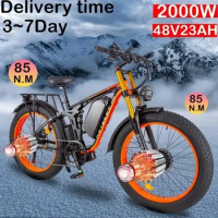 Hydraulic Brake Ebike 2000W High Speed Dual Motor 48V23AH Electric Bicycle 26*4 Fat Tire Full suspension Mountain Electric Bike