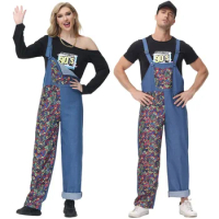 M-XL 70's Dance Hippie Couple Outfit Disco Stage Performance Vintage Costume