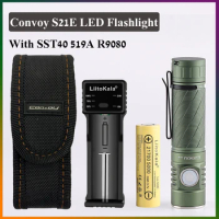 Convoy S21E SST40 519A LED Portable Flashlight With 5000mAh Battery Charger For Outdoor Hiking Camping IPX4 Lantern Torch Light