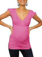 Tankaneo Womens V Neck Maternity Shirts Ruffle Sleeveless Fitted Nursing Tank Tops Summer Breastfeed