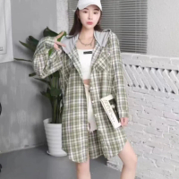 TUNIK HOODIE WANITA KEMEJA FLANEL IMPORT VIRAL KEKINIAN GAYA KOREAN