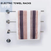 ECHOME Electric Towel Rack Concealed Wiring Stainless Steel Rod Black Heating Towel Bar Drying Towel Rack Bathroom Accessories