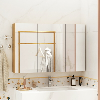 浴室鏡子單獨衛生間實木防水鏡面柜鏡箱壁掛鏡前柜儲物收納一體柜