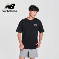 【New Balance】 刺繡標語短袖上衣_男性_黑色_MT41908BK