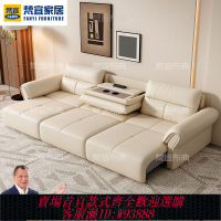 沙發床 【品牌好評19.8萬+條】梵宜頭層牛皮頭等太空電動艙多功能真皮沙發床客廳可自動伸縮沙發