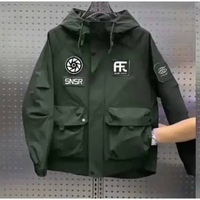 MND Jaket Parka Taslan Bordir Sensor / Jaket Parka Taslan Waterproof / Jaket Parasut Pria Hijau Army