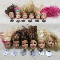 B20-12 Original Foreign Trade European Beauty1/6 OOAK NUDE Doll Head Mussed White Curly Hair for DIY Soft PVC Head 90%NEW B