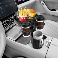車用杯架置物架 360°可旋轉車用杯架托盤 車用飲料咖啡小餐桌 車用食品置物架 車上收納 汽車方形餐盤