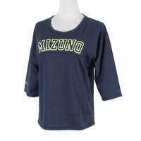 Mizuno T-Shirt [D2TA120214] 女 T恤 短袖 七分袖 復古 休閒 修飾 MIT 丈青