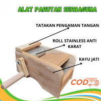 Alat parutan kelapa dan rempah /rol parut stainless steel alat parut serbaguna dari bahan kayu jati