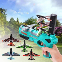 Foam Plane Launcher Bubble Airplanes Glider Hand Throw Catapult Plane Toy for Kid Guns Aircraft Shooting Game Toy Christmas gift