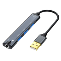 【小婷電腦】全新 NC02 3.5mm音頻孔+USB2.0多功能轉換器 音效卡 3孔USB2.0 HUB 集線器