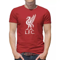 Áo Thun Cotton, Vừa Vặn Thông Thường, In HD Logo LFC, Màu Trơn