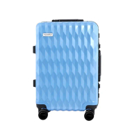 【FUNWORLD】【全新福利品】20吋鑽石紋經典鋁框輕量行李箱/旅行箱(沁心藍)
