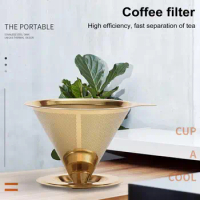 Reusable Coffee Filter Stainless Steel Pour Over Coffee Dripper Set Reusable Cone Filter Slow Drip Maker for Single Cup for Home