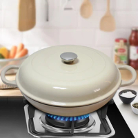 Enameled Cast Iron Cookware White Seafood Pot Paella Enamel Fish Cake Pot Commercial Micropressure Locks in Water Cooking Pots