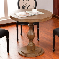 【新品特價】美式復古做舊桌子 全實木茶幾 小圓桌 方桌 美式木餐桌 酒店咖啡廳桌子 桌椅組合