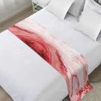 Marble Fluid Texture Red Bed Runner Luxury Hotel Bed Tail Scarf Decorative Cloth Home Bed Flag Table Runner