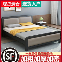 鐵藝床鐵床雙人床現代簡約宿舍單人床出租房用加厚加固床架鐵架床
