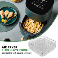 8 Inch Air Fryer Rack for Instant Vortex Air Fryer,,COSORI Air Fryer,Square Three Stackable Dehydrator Racks