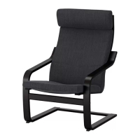 POÄNG 扶手椅, 黑棕色/hillared 碳黑色, 68x82x100 公分