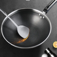 Gas Cooker Wok Non Stick Pan Stainless Steel Pan Wok Induction Cooker Large Chinese Cookware with Lid Sarten Wok Cookware BN50WP