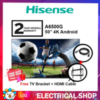 50 "HDR 4K Android TV 50A6500G / A6500G evisyen (pendakap TV kabel HDMI percuma)