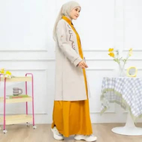 Lunango Official - Gamis Outer Couple Dewasa LG 915 & Gamis Anak LGA 917 Kesan 2pcs Motif Kekinian B