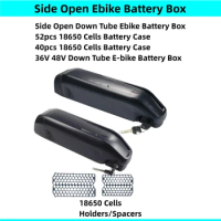 Side Release Open Ebike Battery Box 39 40 50 52 pcs 18650 cells E-bike Battery Box Sea Moon 36v 48v E-bike Battery Case