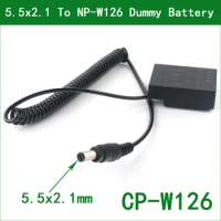 5.5x2.1 To CP-W126 DC Coupler Power Connector NP-W126 W126S Dummy Battery for Fujifilm X-E2 X-E3 X-E4 X-Pro1 X-Pro2 X-Pro3 X-E2S