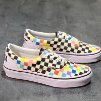 VISION STREET WEAR Era Old Skool low Cut Slip-On Printing Shoes Couple Casual Shoes Canvas Skate Shoes Checkerboard Choes