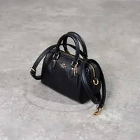Tas COACH ROWAN GHW LEATHER BLACK MINI DUFFLE BAG WITH LS 100% ORIGINAL