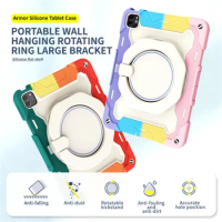 Colorful Kids Case For iPad Air4 2020 iPad Pro 11 2021 Silicon Tablet Cover With PC Rotating Stand Shoulder Strap For iPad Pro