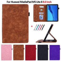 For Huawei MediaPad M5 Lite 8.0 JDN2-AL00/W09 Case Flower 3D Emboss Leather Cover Tablet Funda for Huawei Mediapad M5 Lite 8