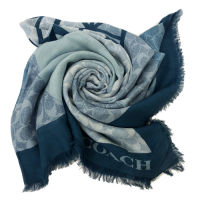 COACH 經典C LOGO莫代爾絲巾圍巾禮盒(藍配色)