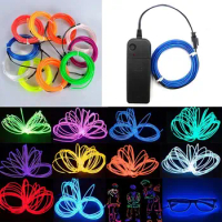 1M LED Neon Glow EL Wire Light String Rope Cable with 3V USB Battery Powered Controller for Car Party Club Dancing DIY Decor