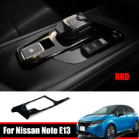 RHD For Nissan Note E13 2020 2021 2022 ABS black chrome Gear control Shift Panel Cover Frame Sticker Car Interior Accessories