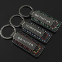 1Pc Alloy Carbon Fiber Car Keychains Lanyard Gifts Keyrings Styling For Nissan Serena Emblems Auto Key Holder Rings Accessories