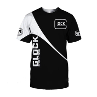 Glock MILITARY T-shirt kasual lengan pendek berpengudaraan baik, corak cetakan sublimasi penuh 3D fe
