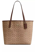 Coach City Tote Bag In Signature Canvas - Tan Brown