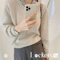 【Lockers 木櫃】秋季復古寬鬆針織上衣 L111091910(寬鬆針織上衣)