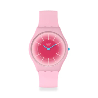 【SWATCH】SKIN超薄系列手錶 RADIANTLY PINK 男錶 女錶 手錶 瑞士錶 錶(34mm)