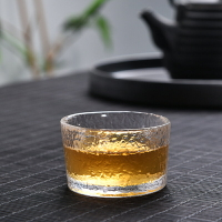 日式錘紋玻璃杯品茗杯水晶透明耐熱茶杯主人功夫茶具個人茶杯