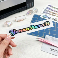 Sticker Nama Custom Hologram Sticker Cutting Tahan Air & Awet Cocok untuk Helm Motor Laptop dengan E