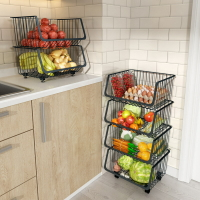 廚房蔬菜置物架落地多層臺面果蔬籃收納框移動放菜架子省空間籃子