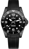TITONI 梅花錶 SEASCOPER 600 陶瓷錶圈 瑞士天文台官方認證 潛水機械腕錶(83600C-BK-256)-42mm-黑面膠帶【刷卡回饋 分期0利率】【APP下單4%點數回饋】